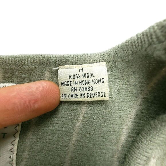 VINTAGE 100% Wool Old Money Button Down Knit Vest Cardigan Sweater Medium Stripe - Picture 6 of 6